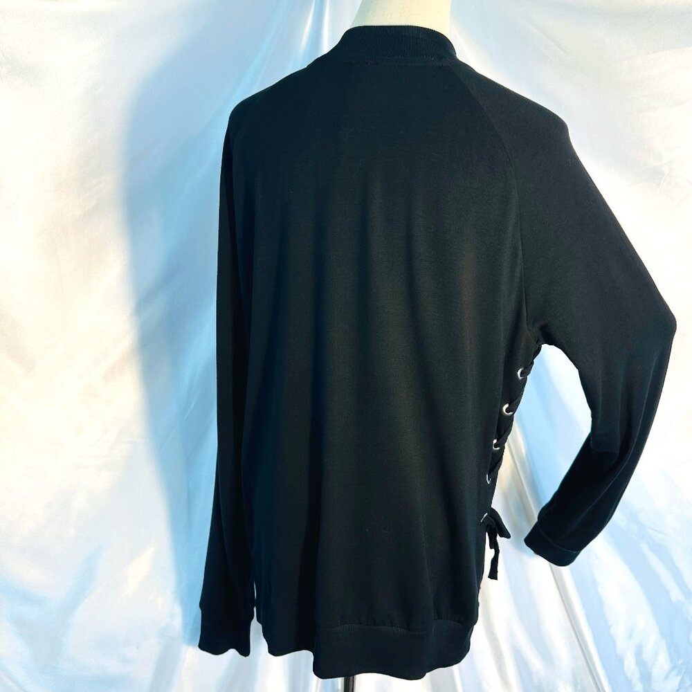 NWT! Bobi Black Zip-Front Jacket with Side Tie Detail - Size L